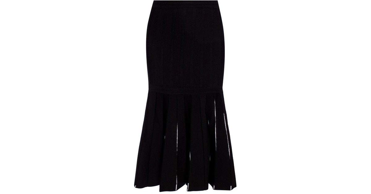 Alexander McQueen Synthetic Flared Skirt in Black - Lyst