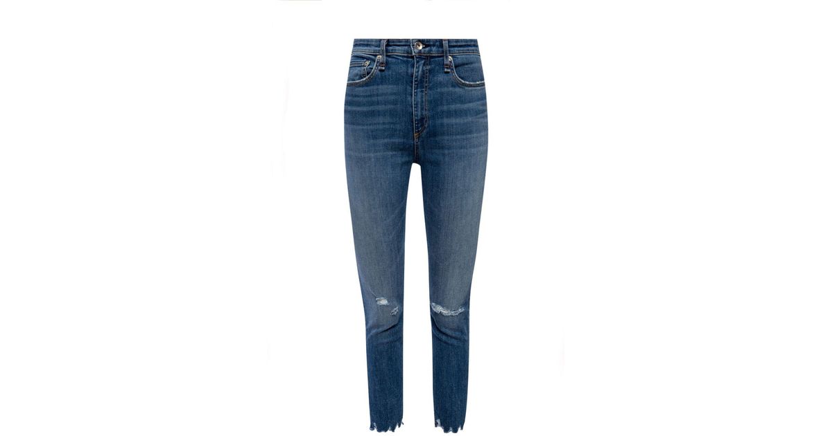 Rag & Bone Denim Jeans With Holes in Blue - Lyst