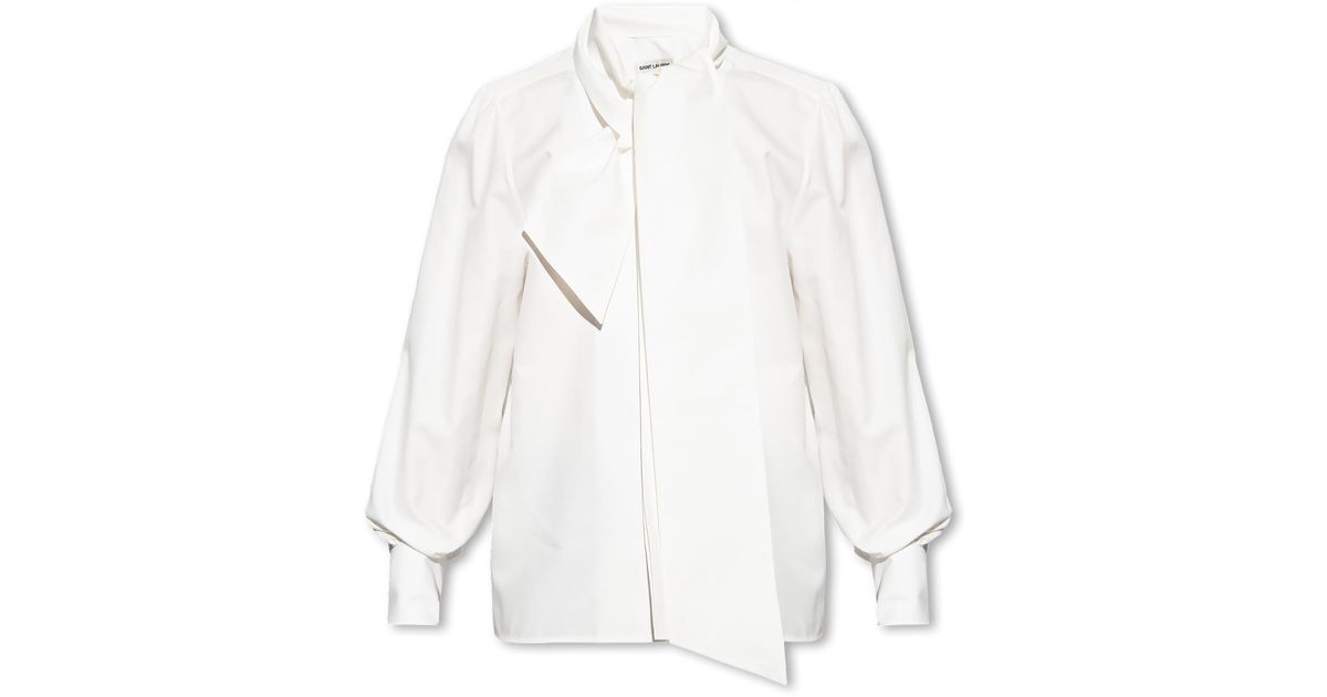Saint Laurent Lavalliere-neck Shirt in White for Men | Lyst