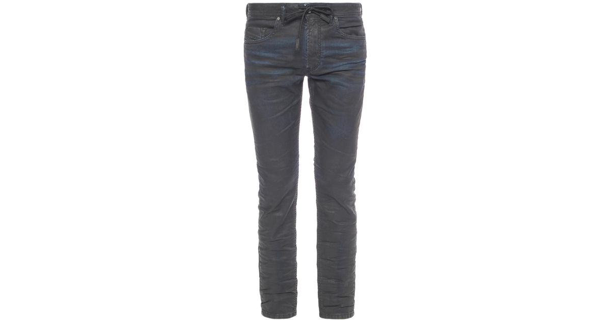 DIESEL Denim 'thommer Cbne' Waxed Jeans in Black for Men Lyst
