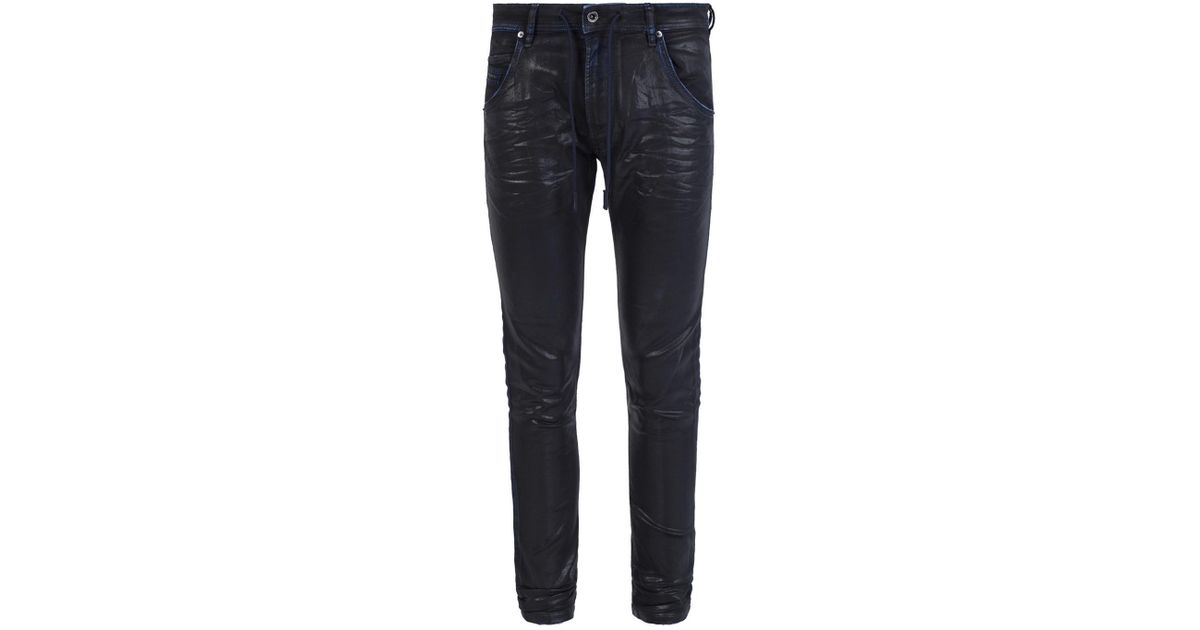 DIESEL Denim 'krooley Cbne' Waxed Jeans in Black for Men Lyst