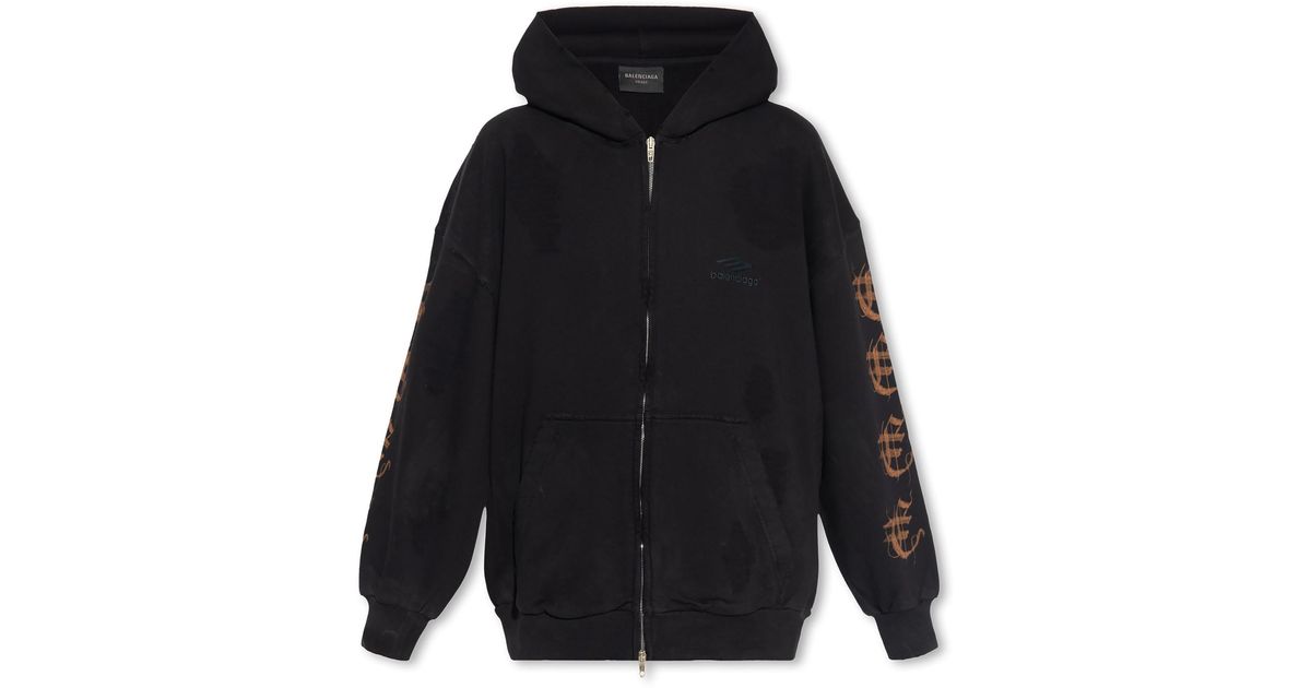 Balenciaga Hoodie With Discolored Effect in Black | Lyst
