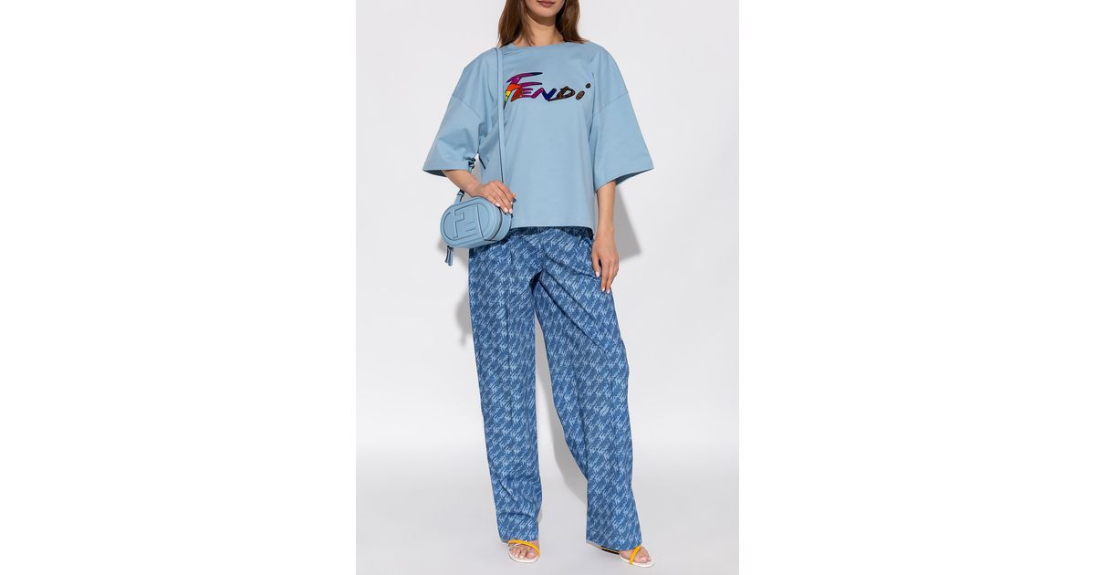 Fendi Trousers With Brush Pattern in Blue | Lyst