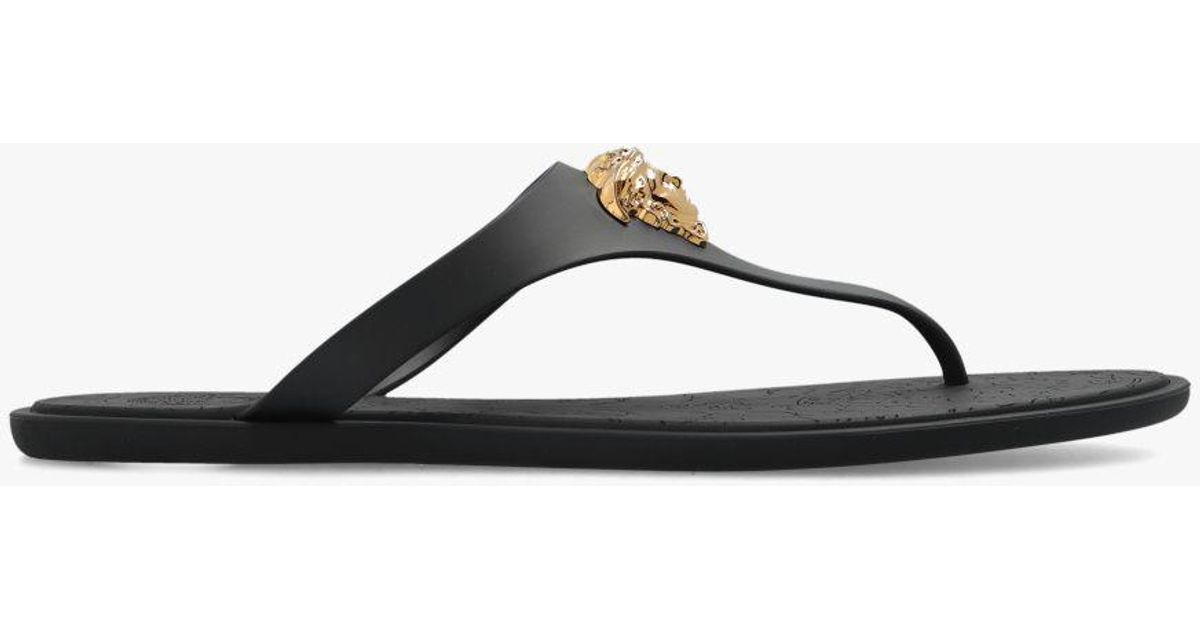 Versace Appliquéd Flipflops in Black Lyst