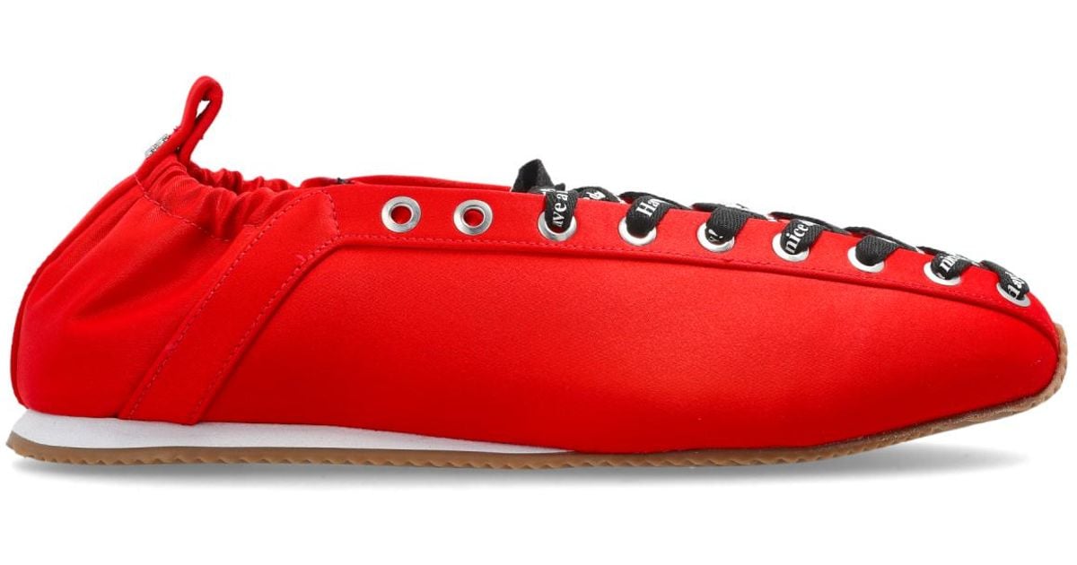 Ganni Satin Sports Shoes in Red | Lyst UK