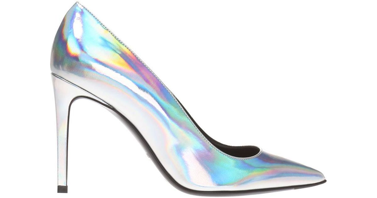 blue holographic heels