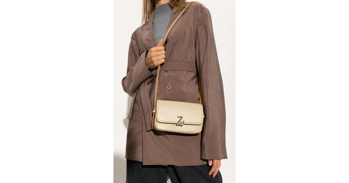 Zadig & Voltaire Leather 'zv Initiale Mini' Shoulder Bag in Beige ...