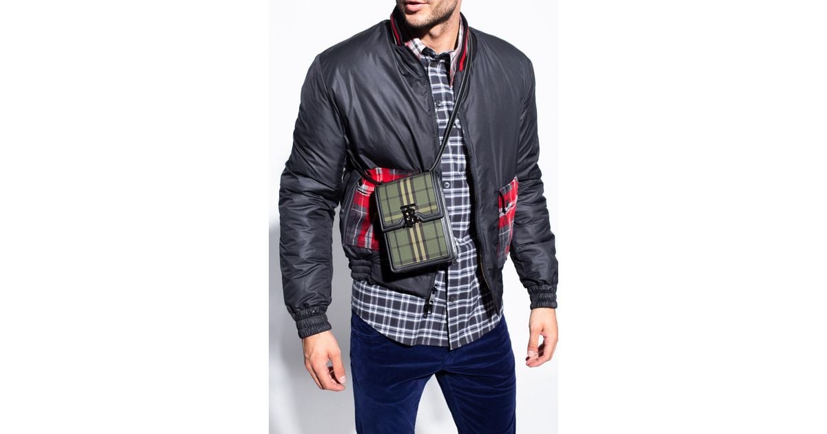 Burberry Checked Shoulder Bag in Blue for Men | Lyst