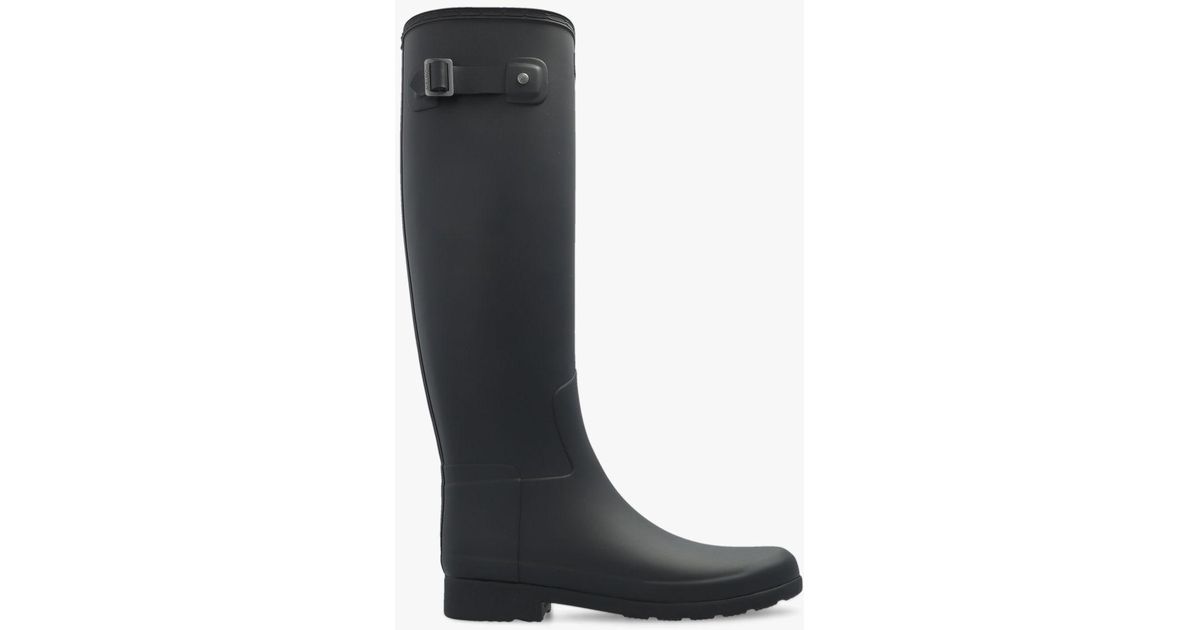 HUNTER 'refined Tall Wellington' Rain Boots in Black Lyst