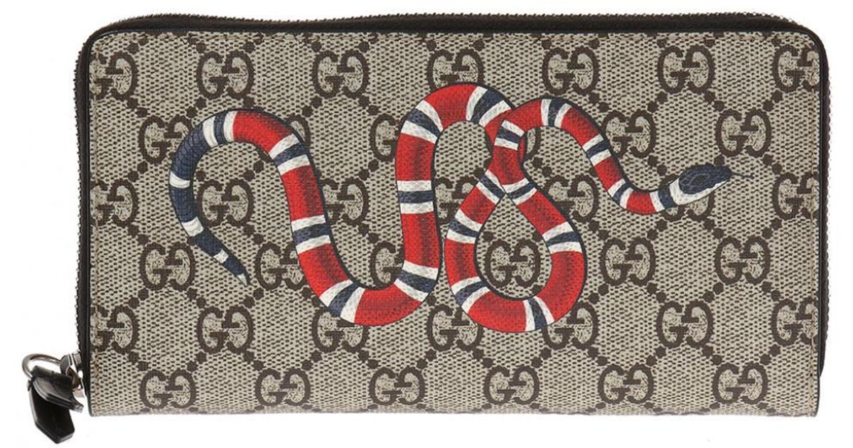 Gucci Canvas Snake Print GG Supreme Zip Around Wallet for Men Lyst UK