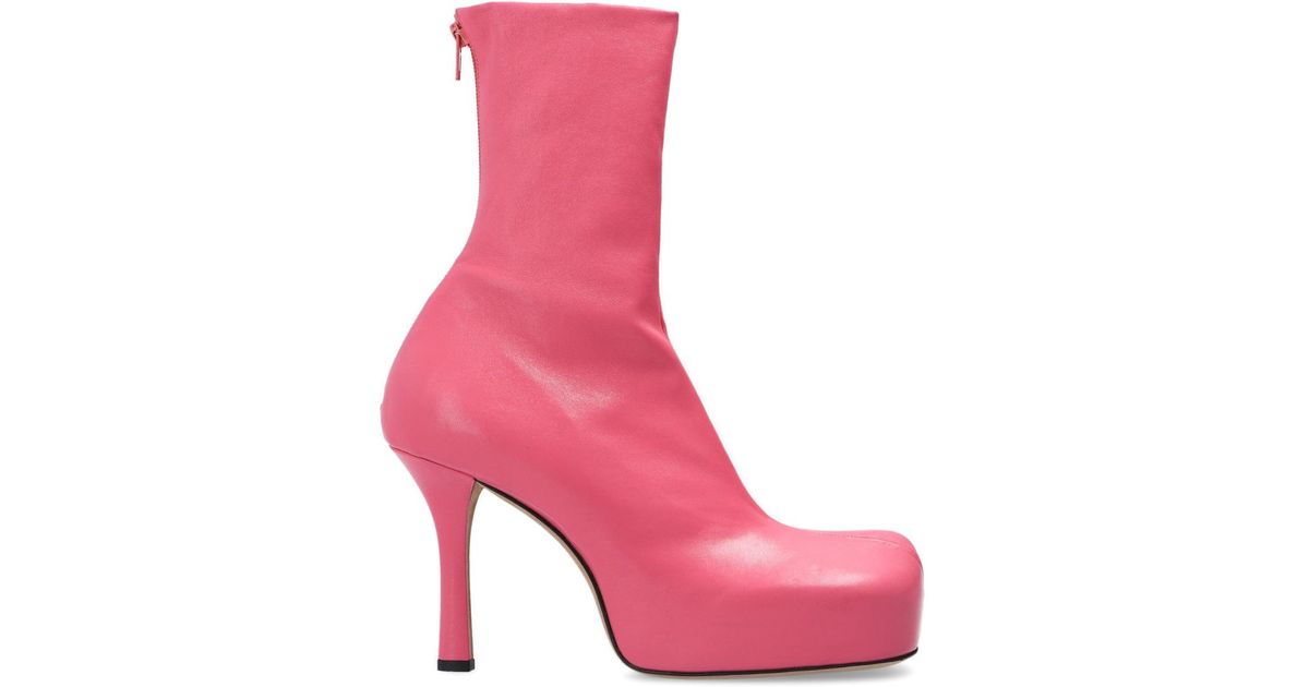 Bottega Veneta Leather Textured High-heeled Boots in Pink - Save 16% | Lyst