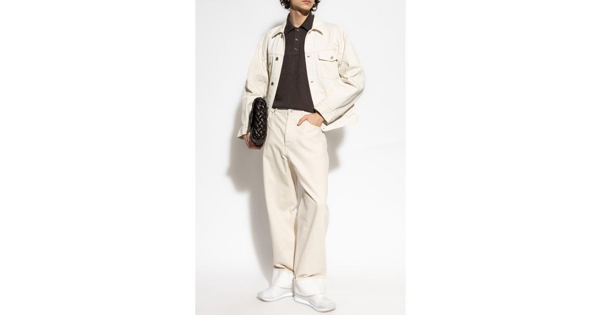 Bottega Veneta Linen Polo Shirt in Natural for Men | Lyst