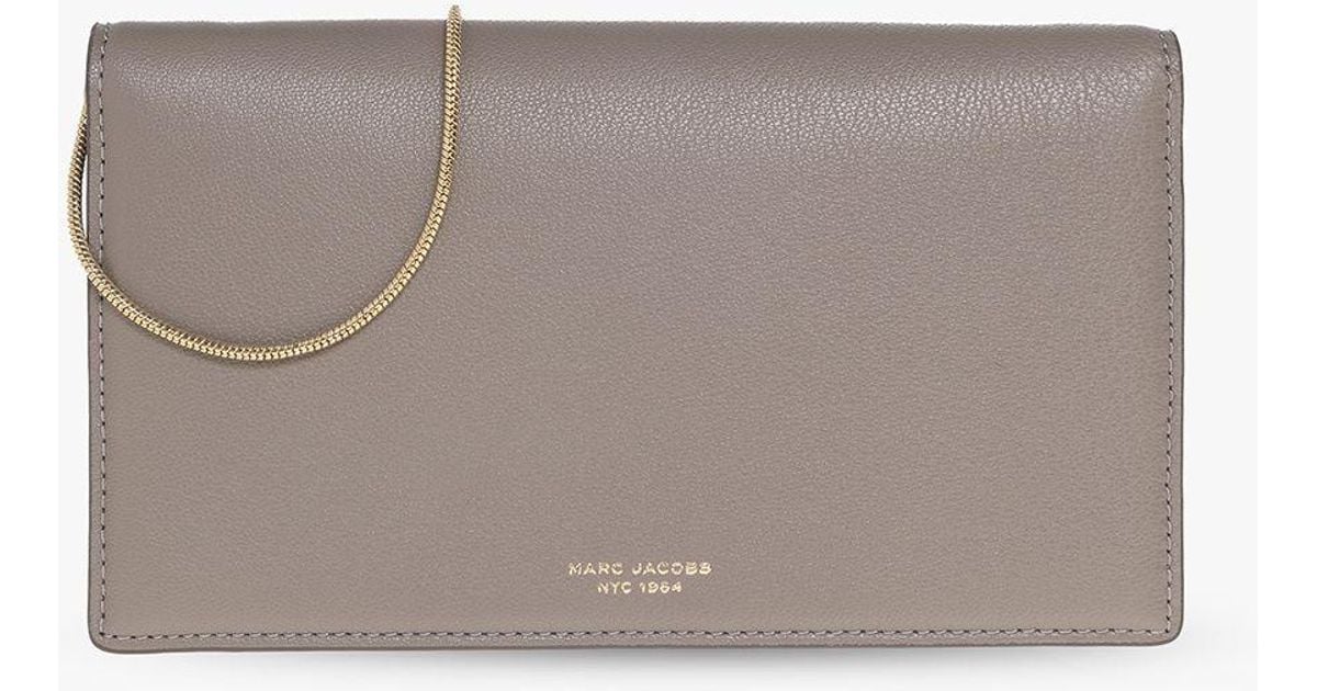 Marc Jacobs 'the Slim 84 Mini' Wallet With Shoulder Strap in Gray | Lyst