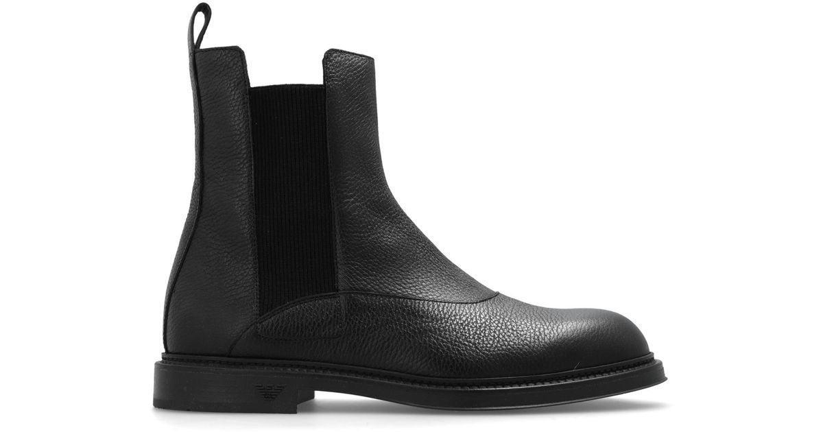 Emporio Armani Leather Chelsea Boots in Black for Men | Lyst