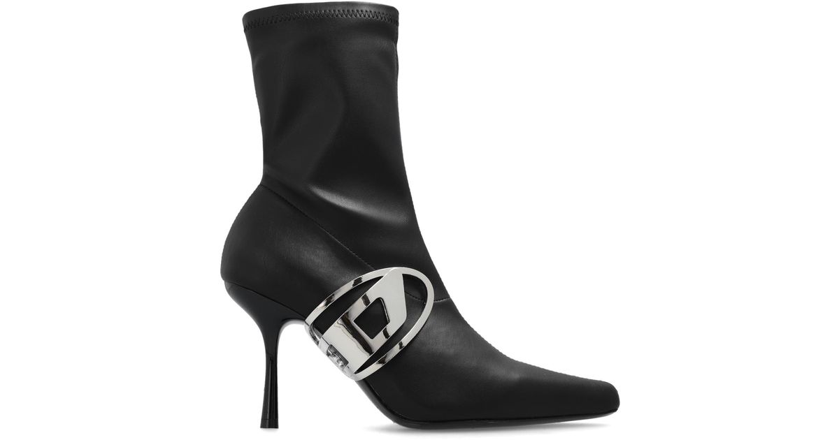 DIESEL D-ECLIPSE BT ロゴ ショートブーツ DIESEL 'd-eclipse Bt' Heeled Ankle Boots in Black | Lyst