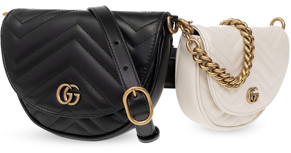 Gucci 'GG Marmont' Double Pouch Belt Bag in Black Lyst