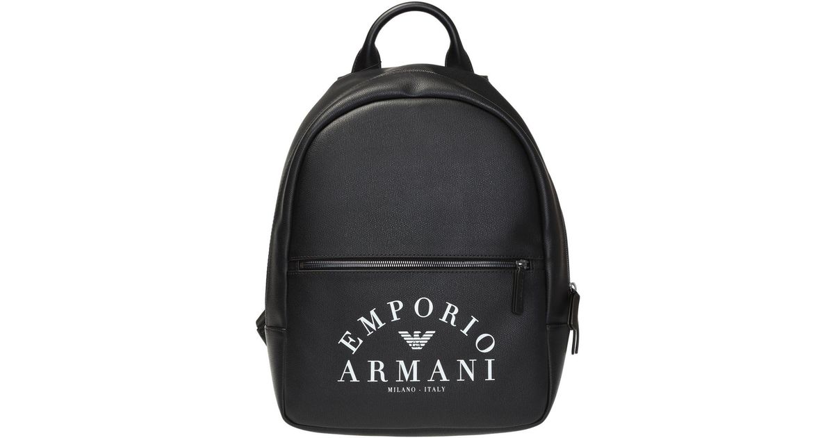 Emporio Armani Logo Backpack Black for Men - Lyst