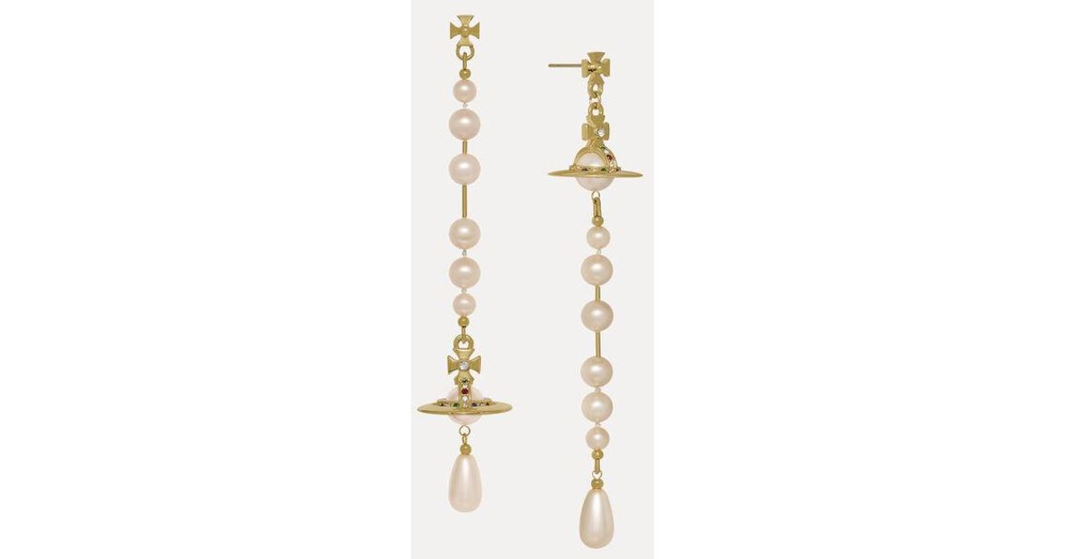 Vivienne Westwood Broken Pearl Earrings Swarovski Crystals in