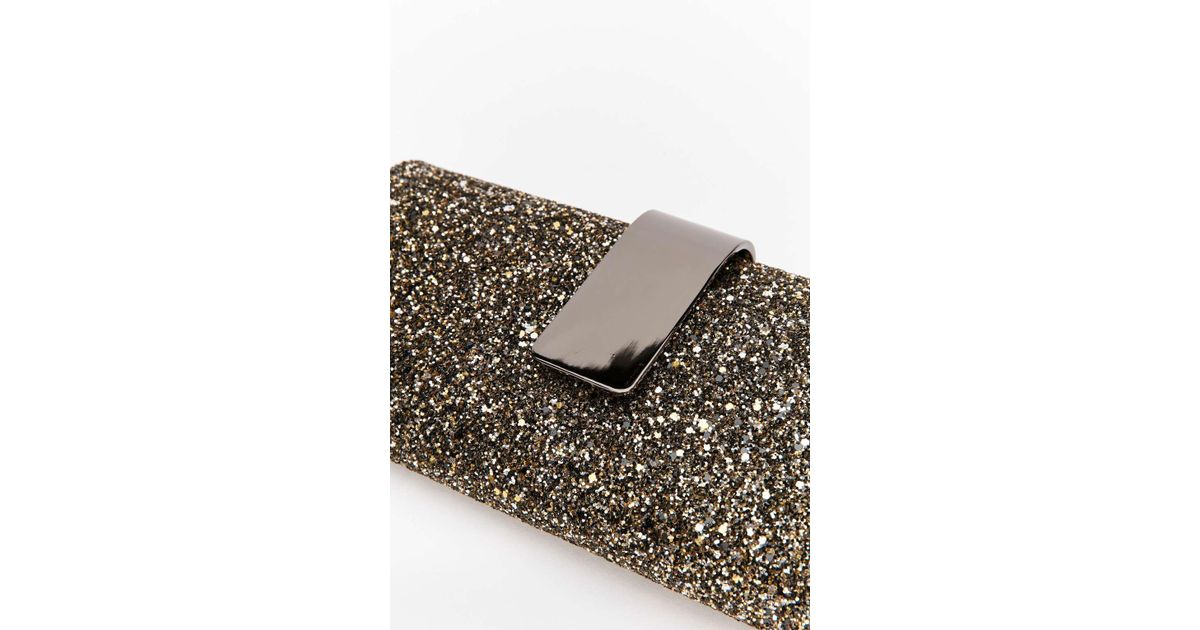 pewter glitter clutch bag