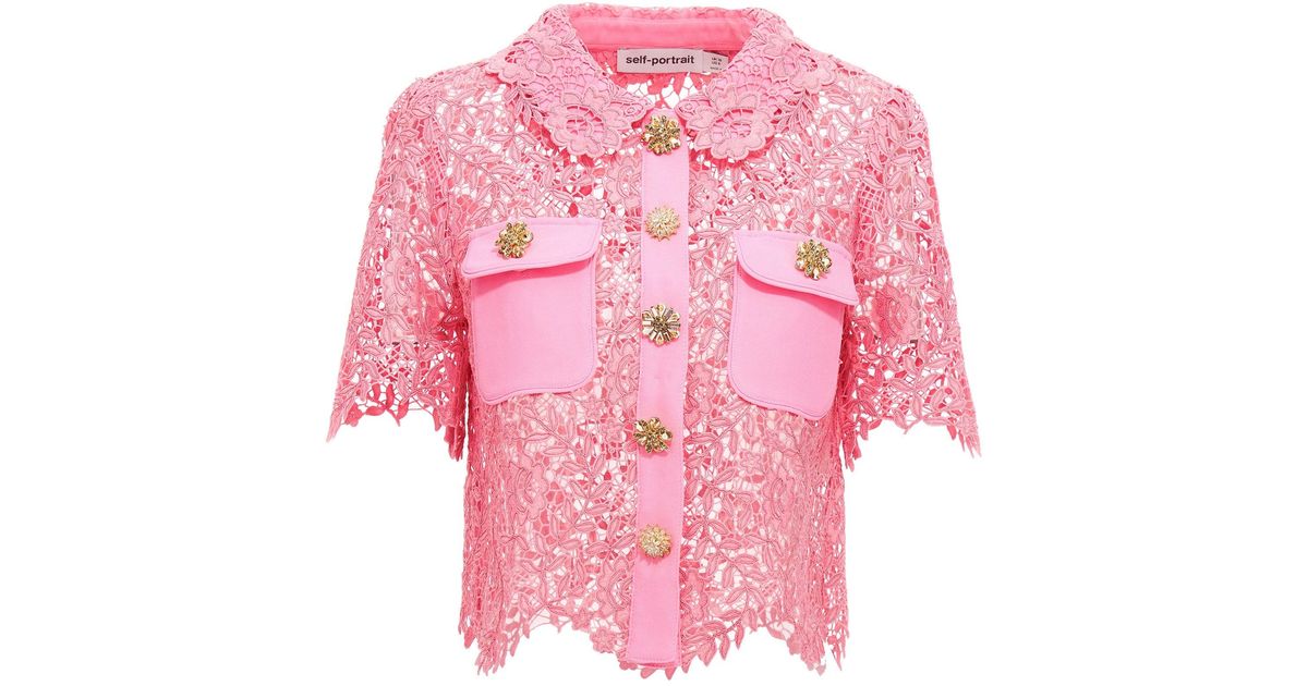 SelfPortrait Rose Lace Tops in Pink Lyst