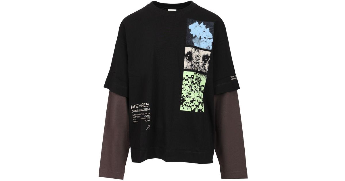 【DRIES VAN NOTEN】HEMMINGS PRINTED DOUBLE SLEEVE T-SHIRT Dries Van Noten Hemmings Printed Double Sleeve T-Shirt in