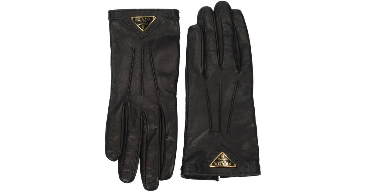 Prada Gloves Leather Black Lyst