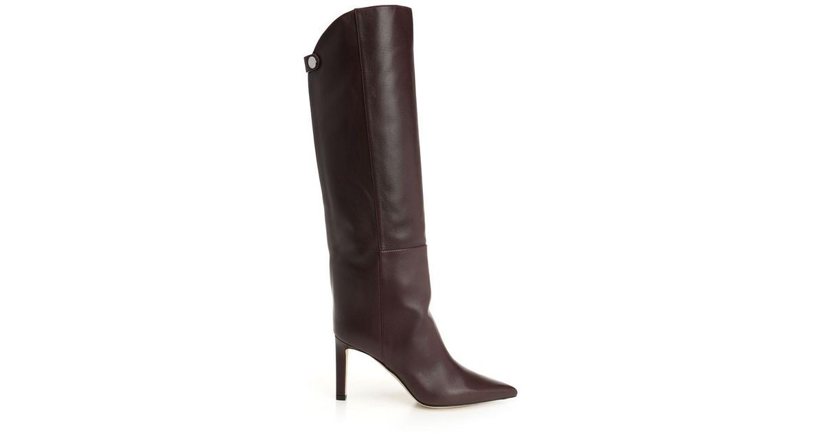 Jimmy Choo Alize Boots Bordeaux in Brown | Lyst UK