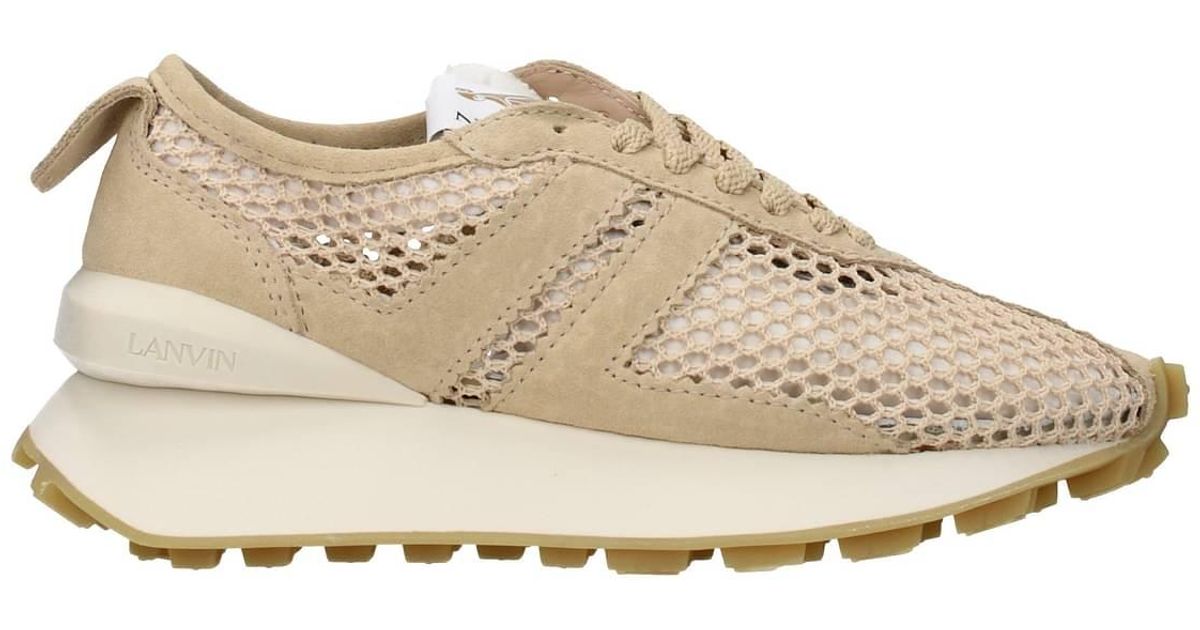 Lanvin Sneakers Fabric Beige in Natural | Lyst