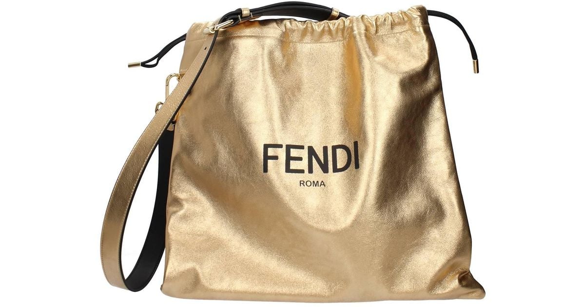 Fendi Crossbody Bag Leather Gold in Natural | Lyst