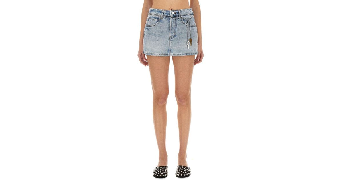 ショートパンツ Alexander Wang HIGH RISE SKORT WITH CHAIN BELT Blue Alexander Wang High Rise Skort With Chain Belt in Blue | Lyst
