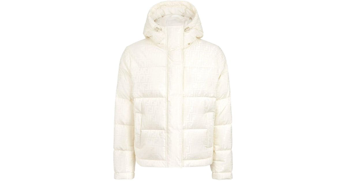 Fendi Down Jacket In Technical Fabric With Ff Pattern in White | Lyst
