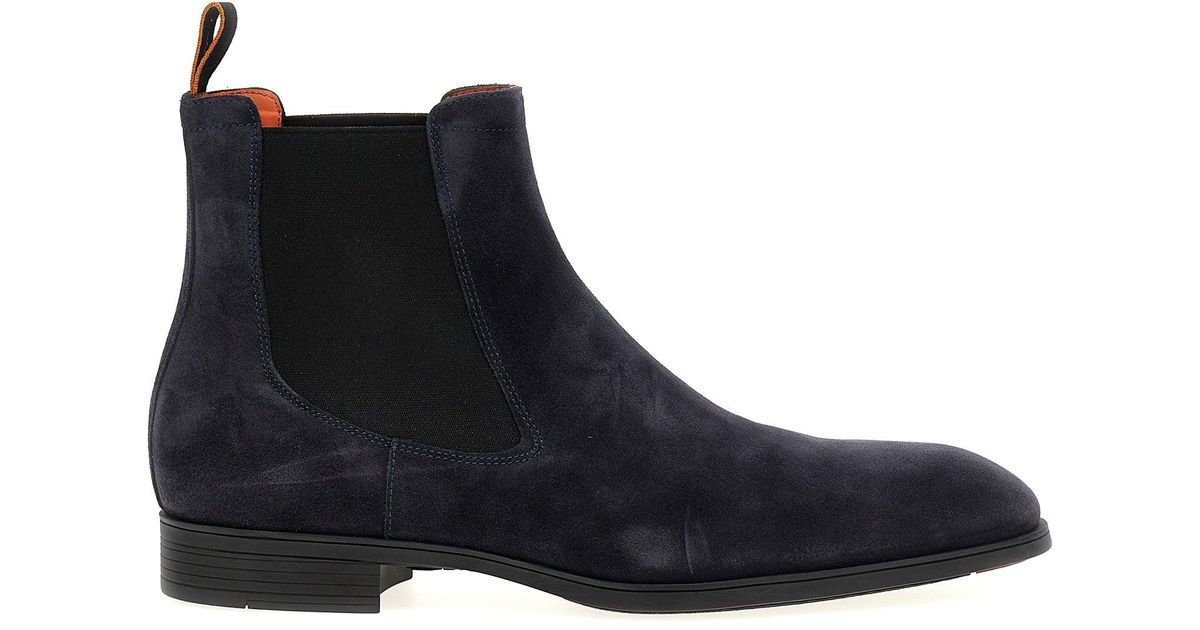 Santoni leather chelsea boots - Blue