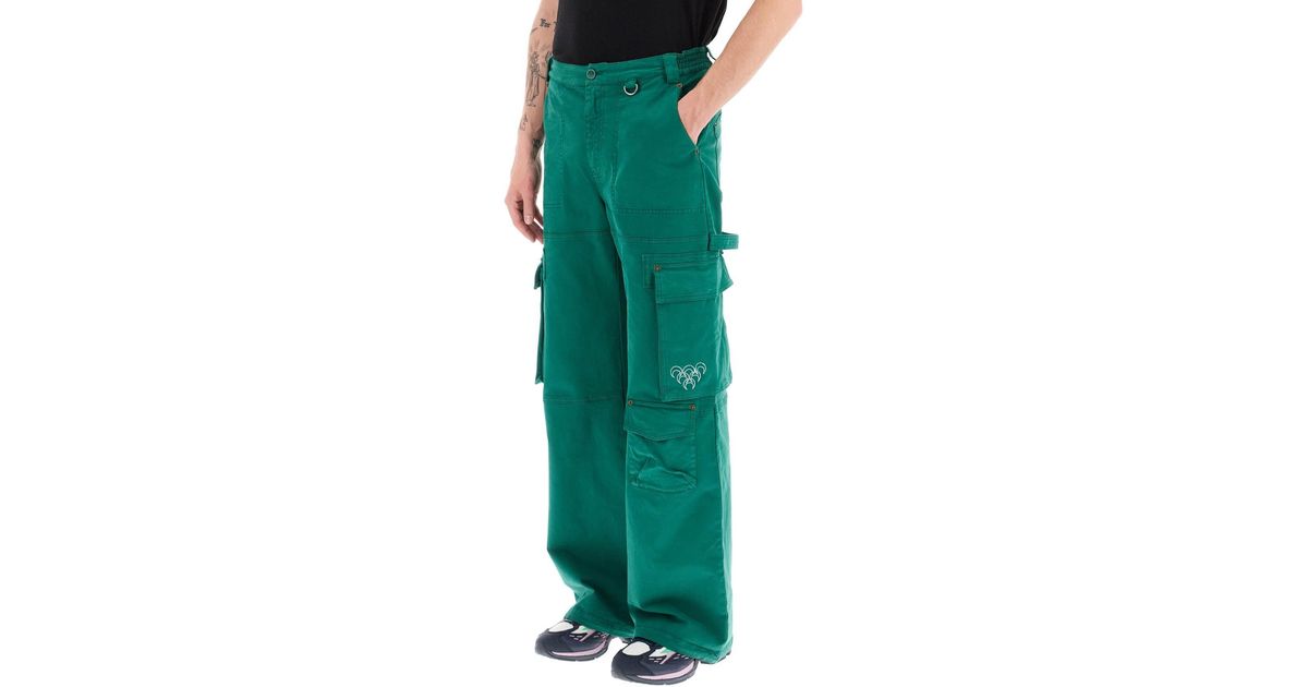 Marine Serre Cargo Pants With Wide Leg in Green for Men | Lyst