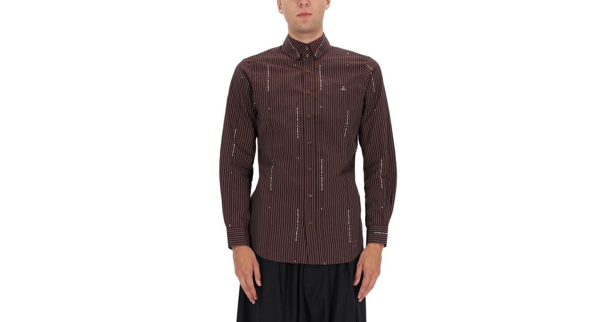 Vivienne Westwood Bordeaux Shirt With Vertical Pinstripes in Purple for