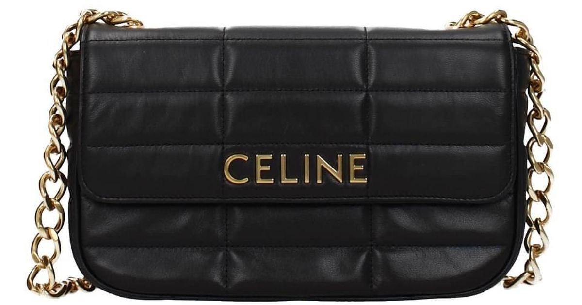 Celine Shoulder Bags Leather in Black Lyst