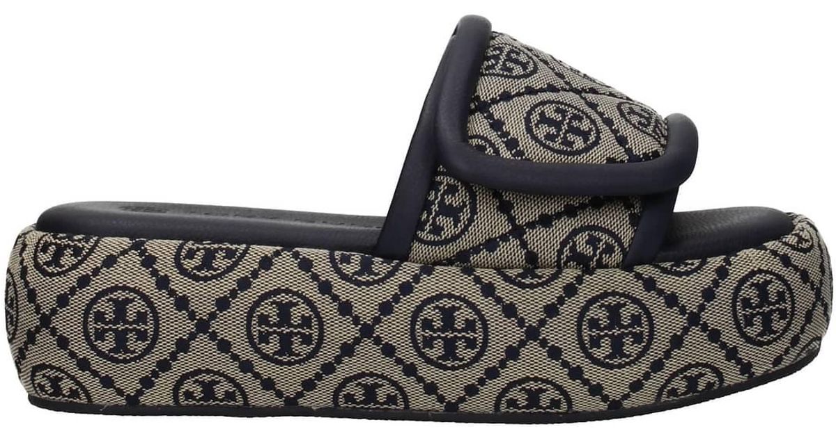 Tory Burch Slippers And Clogs Fabric Blue Navy in White | Lyst