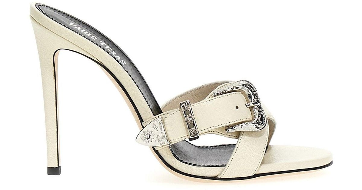 Paris Texas Regina Western Sandals in Metallic Lyst