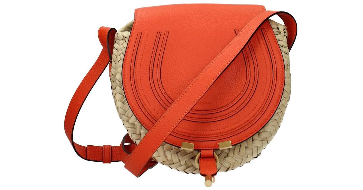 Chloé Crossbody Bag Marcie Raffia Beige Rust in Red Lyst