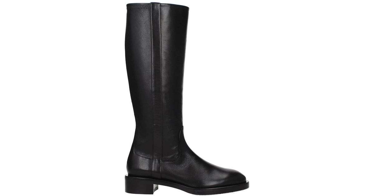 Stuart Weitzman Boots Sadie Leather in Black | Lyst