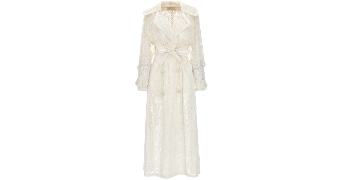 Zimmermann Wonderland Lace Coats, Trench Coats in White | Lyst