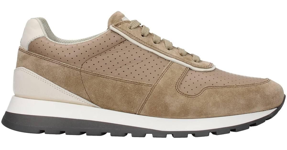 Brunello Cucinelli Sneakers Leather Beige in White for Men | Lyst