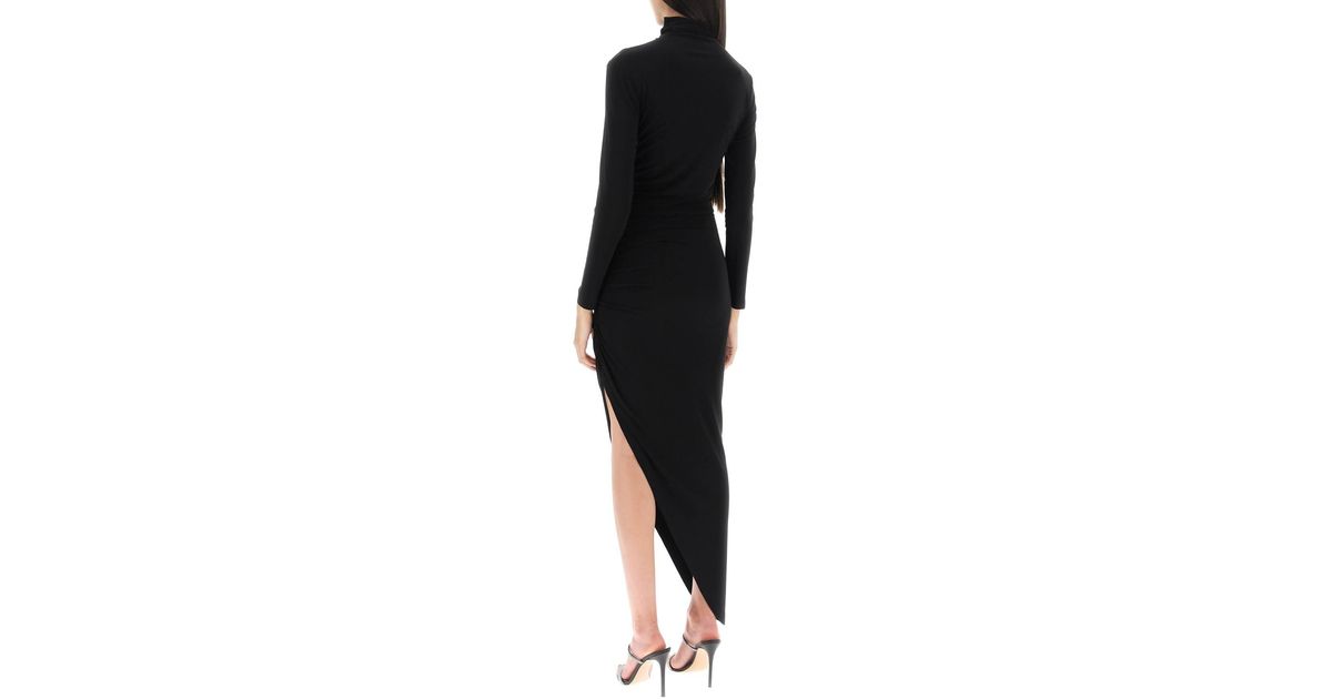 Norma Kamali Long Sleeved Midi Dress in Black | Lyst