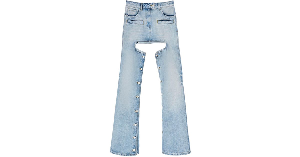 Courreges 'chaps' Jeans With Cut Out in Blue Lyst