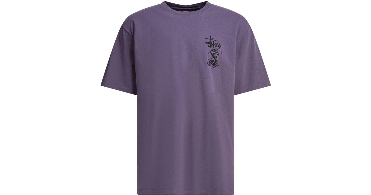 Stussy Pigment Dyed Double Dragon T-Shirt in Purple for Men