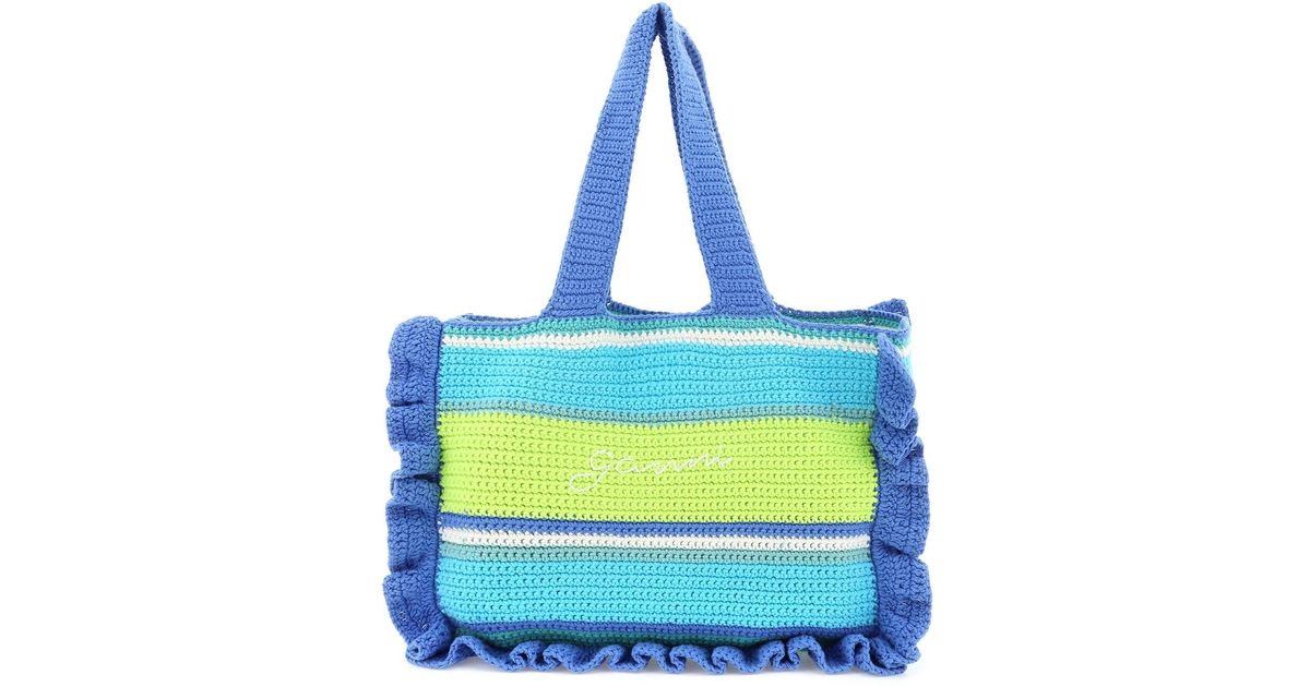 Ganni Crochet Tote Bag in Blue Lyst