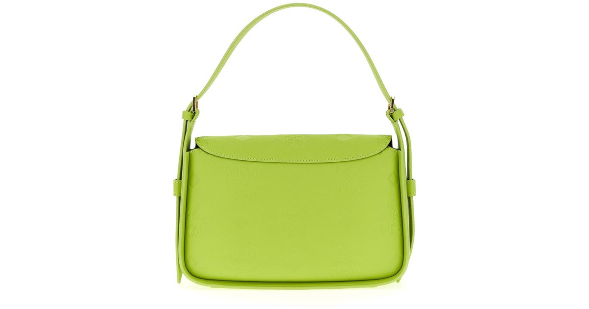 MCM Aren Small Shoulder Bags in Green | Lyst