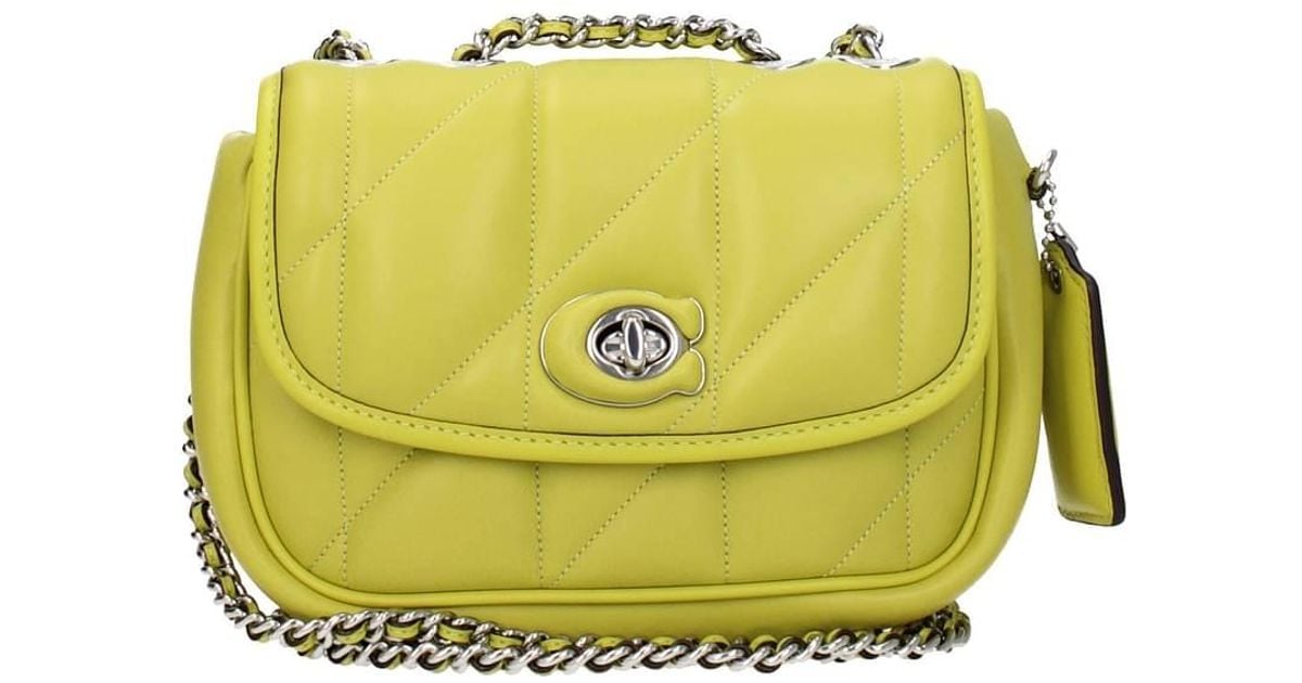 COACH Crossbody Bag Leather Green Lime in Yellow | Lyst