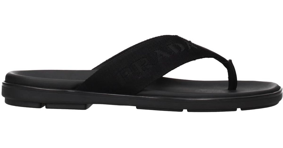 Prada Flip Flops Fabric Black for Men | Lyst