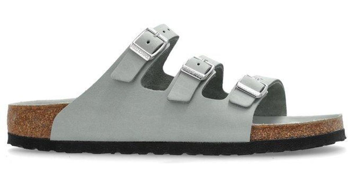 スリッポン BIRKENSTOCK MINT GREEN LEATHER FLORIDA SLIPPERS Birkenstock Mint Leather Florida Slippers | Lyst