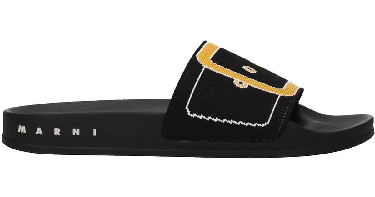 Marni Slippers And Clogs Fabric in Black | Lyst